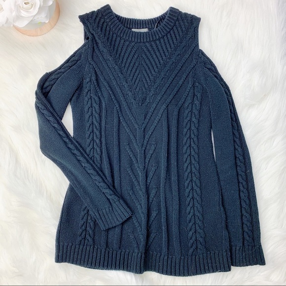 Vince Camuto Black Cold Shoulder Knit Sweater - Picture 2 of 4